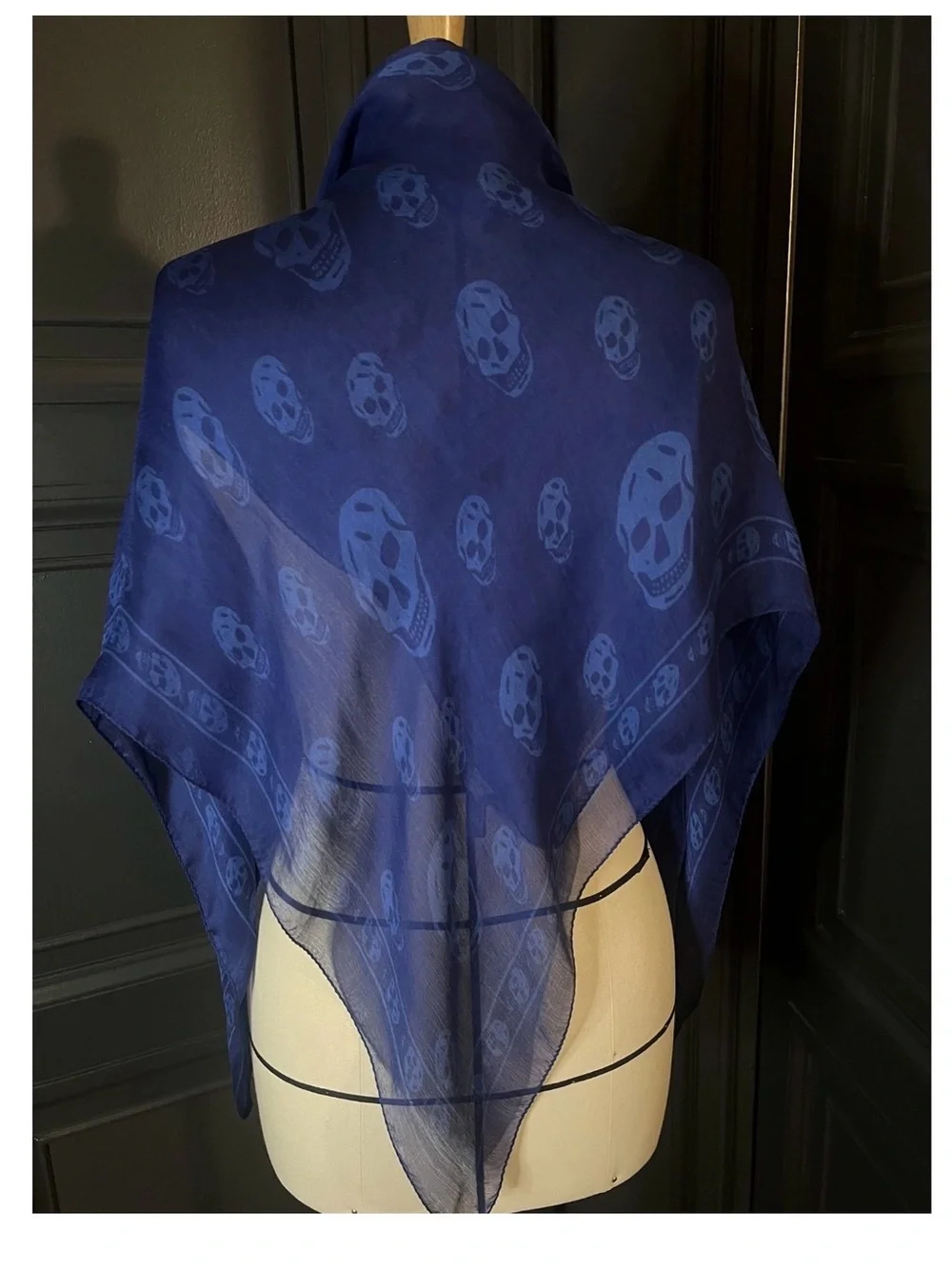 Alexander McQueen Silk Blue on Blue Scarf NWOT